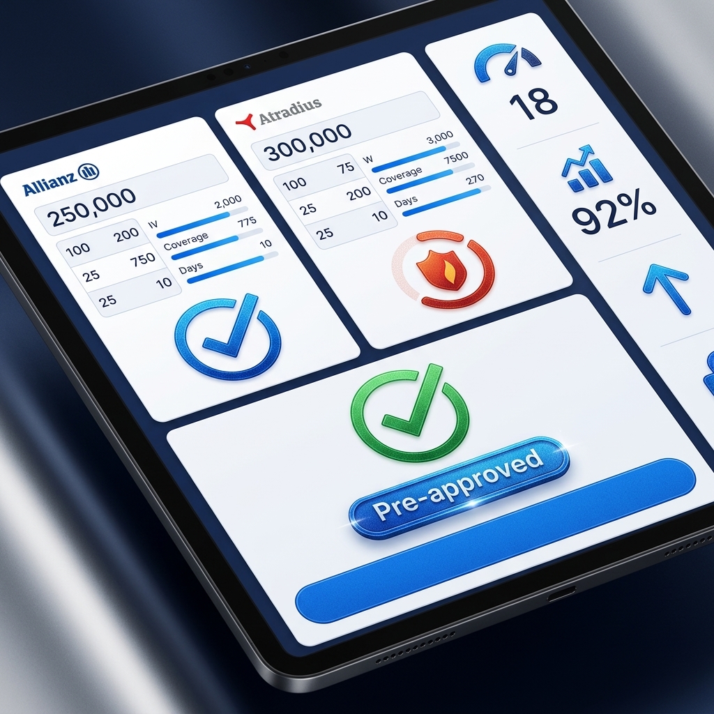 Pre-approved insurance limits interface